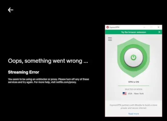 Erro de streaming ExpressVPN