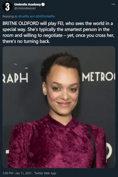 Nuovi membri del cast Umbrella Academy Stagione 3 Sparrow Academy Britne Oldford