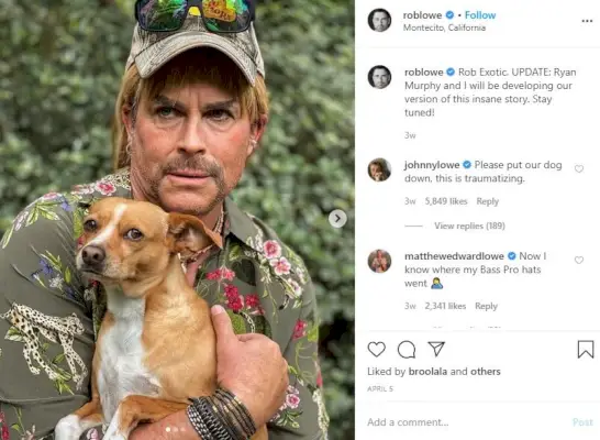 Rob Lowe Joe Egzotik Instagram rolünde