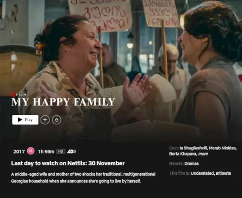 Дата видалення для My Happy Family Netflix.webp