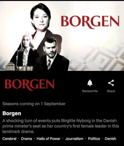 Borgen llegará a Netflix en la aplicación móvil de septiembre de 2020