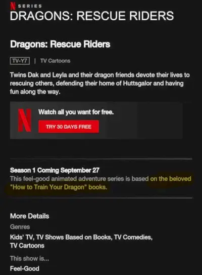 Informacje o sezonie 1 Dreamworks Dragons Rescue Riders w serwisie Netflix