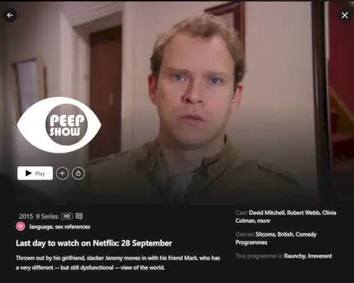 Datum uklanjanja za Peep Show na Netflixu