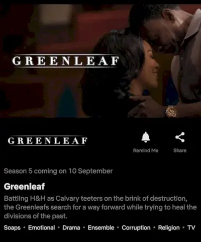 Greenleaf sæson 5 Netflix Us udgivelse