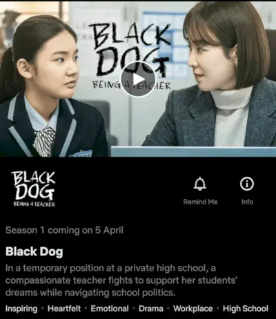 La temporada 1 del K-Drama 'Black Dog: Being a Teacher' de tvN llegará a Netflix en abril de 2022