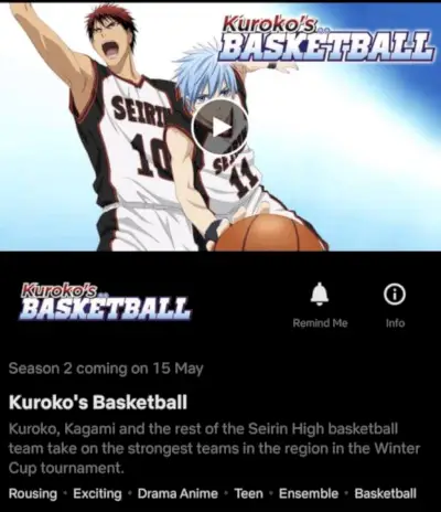 Erscheinungsdatum der zweiten Staffel von Kurokos Basketball