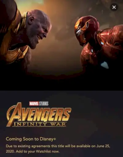 موعد ديزني لـ Infinity War Netflix