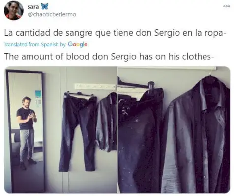 Traje de sangue em professores Netflix Money Heist S5