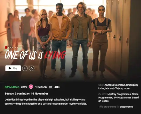 Date de sortie de la saison 2 de One Of Us Is Lying sur Netflix.webp