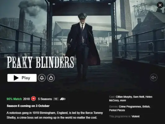 Data de llançament de Peaky Blinders Netflix Uk