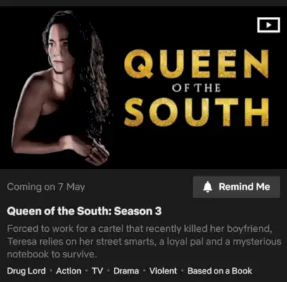 Lanzamiento de Netflix de la temporada 3 de Queen Of The South