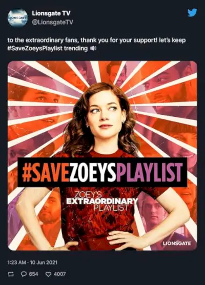 Enregistrer la liste de lecture de Zoey Tweet Lionsgate