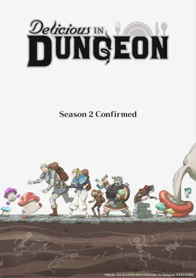 Netflix oriģinālais anime seriāls “Delicious in Dungeon”, kas atjaunots 2. sezonai