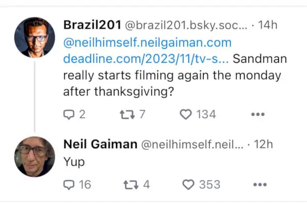 Neil Gaimain confirma data de filmagem