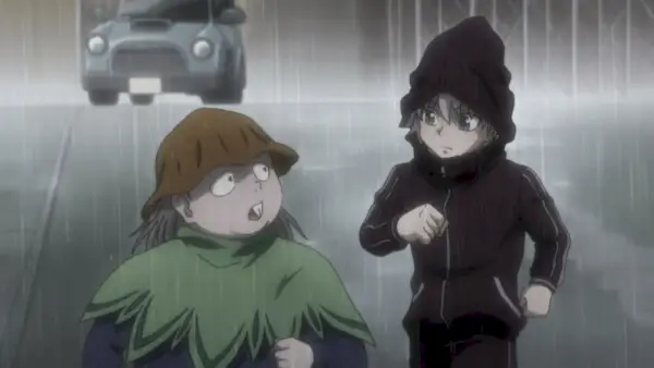 Melody courant avec Kirua dans Hunter x Hunter (2011)