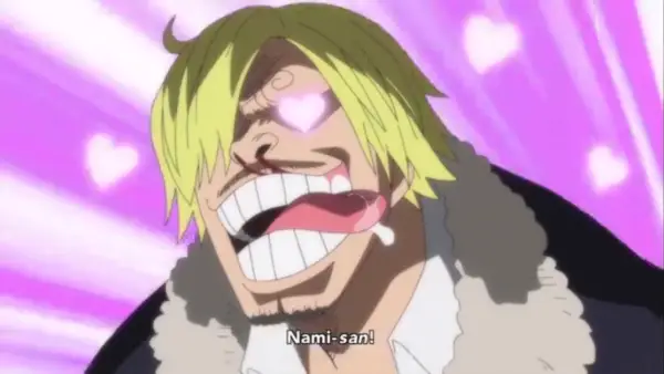 Sanji får hjärteögon för damer i animen