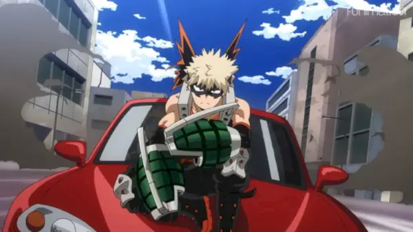 Bakugo wjeżdża samochodem