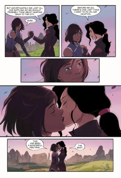 Korra a Asami na konci Legend of Korra