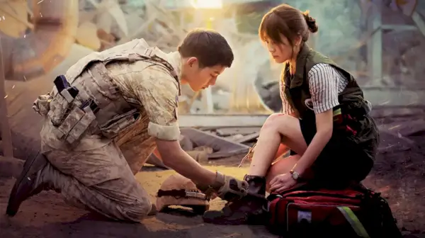 Descendants du Soleil avec Shi-jin (Song Joong-ki) et Mo-yeon (Song Hye-kyo)