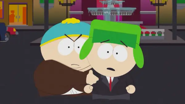 Cartman agarra Kyle surpreso em