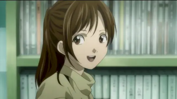 Sayu lacht naar haar broer in Death Note