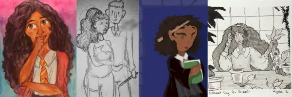 Illustrazioni precedenti su diversi mezzi di Black Hermione.